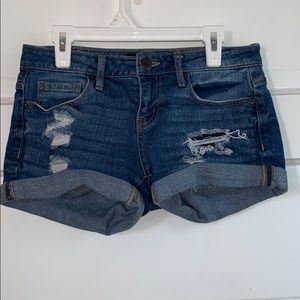 Ripped jean shorts